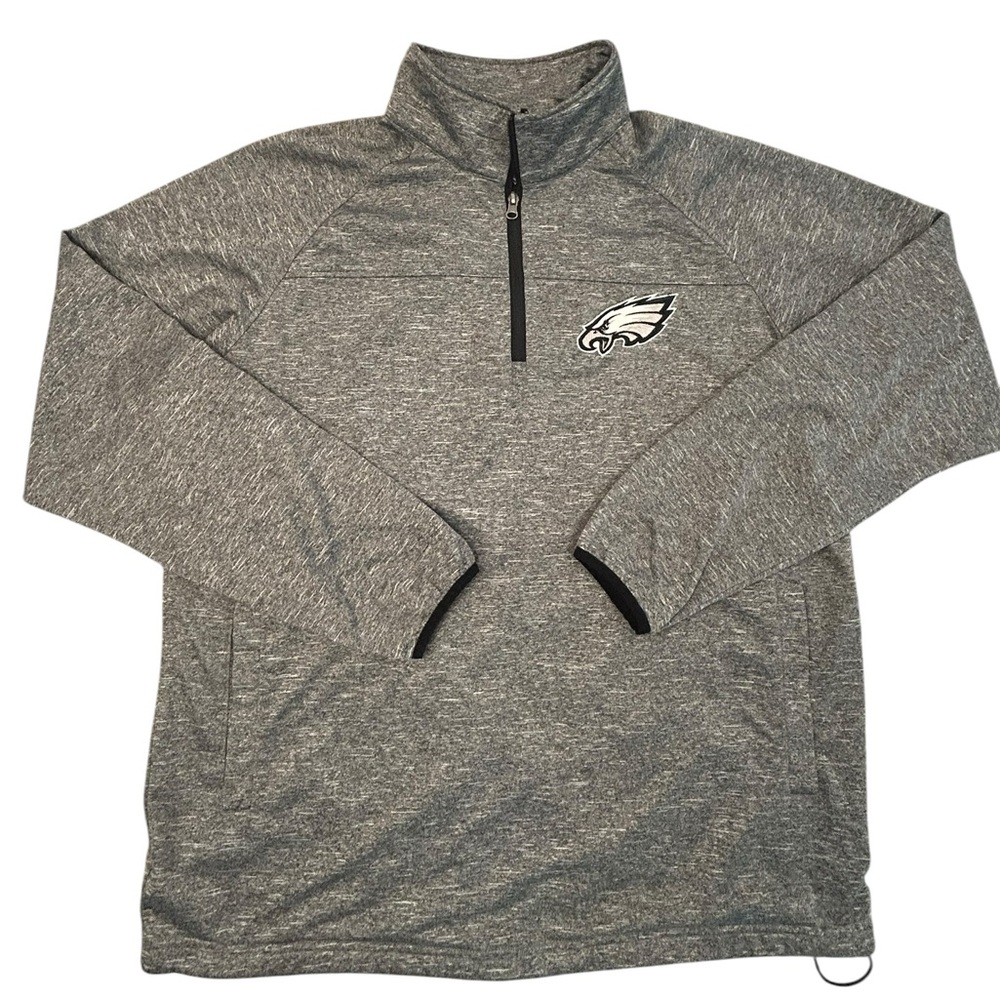 NFL Men’s Philadelphia Eagles Gray Heather Quarter-Zip Pullover XL Official